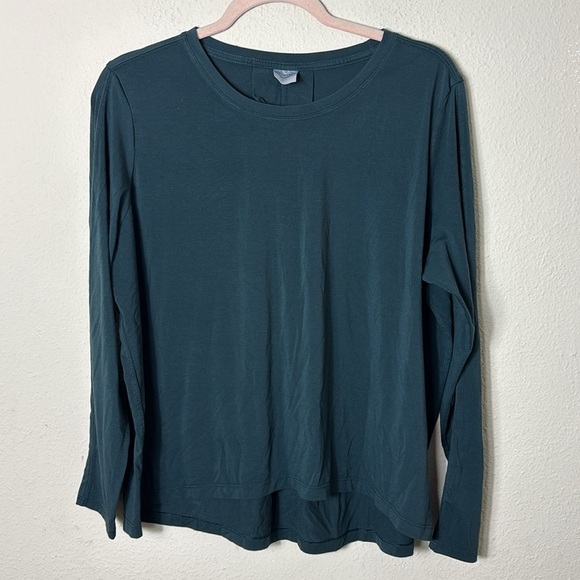 Athleta Ease Long Sleeve Top in dark seaweed green (almost black) size M / P - Picture 1 of 6